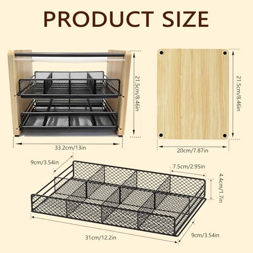3-Tier Wooden Tea Bag Organizer & Storage Station with 16 Compartments Tea Bag Holder for Kitchen Countertop, Office, Tea Station - Image 2
