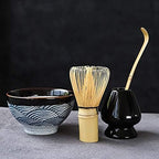Matcha Bowl Tea Bowl Ceramic Matcha Sets Natural Bamboo Matcha Whisk Ceremic Matcha Bowl Whisk Holder Japanese Tea Sets for Tea Table Kitchen (Blue) - Image 5
