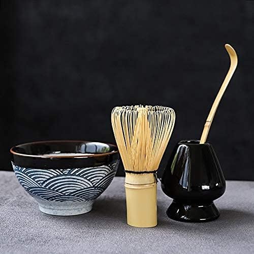 Matcha Bowl Tea Bowl Ceramic Matcha Sets Natural Bamboo Matcha Whisk Ceremic Matcha Bowl Whisk Holder Japanese Tea Sets for Tea Table Kitchen (Black) - Image 5