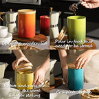 Sweejar Ceramic Food Storage Jar, Stackable Kitchen Canisters, Containers with Airtight Seal Wooden Lid for Serving Coffee Bean, Flour, Tea, Cookies, Spice and More - 58 Fl Oz (Gradient Blue) - Image 4