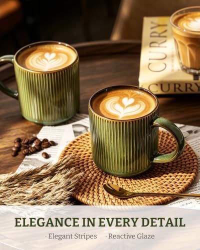 famiware Coffee Mug Set of 8, Star 12 oz Ceramic Mugs Cups Set with Handle - Image 2
