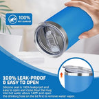 20 oz Tumbler with Lids and Straws, Stainless Steel Insulated Travel Coffee Mug, Double Wall Vacuum Insulated Tumblers, Powder Coated Coffee Tumbler for Cold & Hot Drinks (Sea Blue, 6 Pack) - Image 5