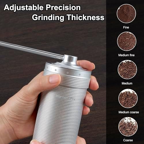 Manual Coffee Grinder,Multiple Grinding Settings,Espresso Grinder With Sharp Hexagonal Mill Core & Walnut Handle,Portable Mini Coffee Grinder for Office Travel Camping - Image 5