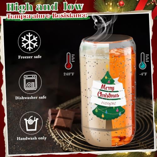 Umigy 12 Pack Christmas Glass Cups 16 oz Drinking Glasses,Vibrant Style - Image 3
