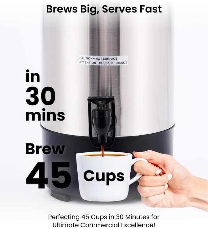 SYBO 6L Commercial Coffee Maker, 45 Cup Stainless Steel Coffee Urn - Image 2
