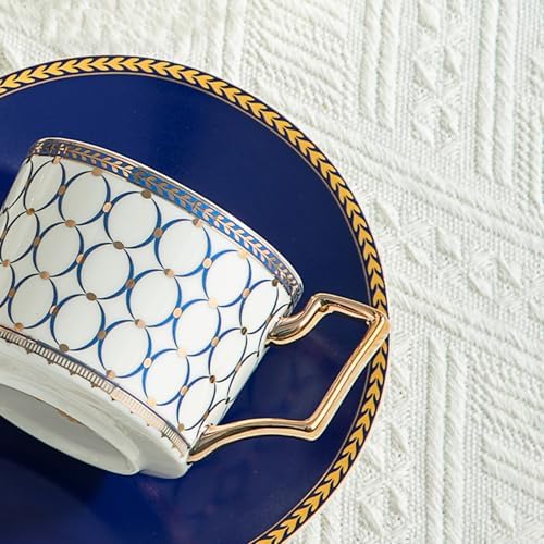 CwlwGO-Bone China Cups & Saucers Set 4, (7 oz) with Gold Spoon and Gifts Box, White Tea Cups Sets, Cappuccino Cups, Ceramic British Coffee Cup Set. - Image 4