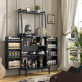 kepptory 51" Kitchen Baker's Rack with Storage, Microwave & Toaster Oven Stand, Freestanding Coffee Bar Station with Wine Glass Holder & Side Storage Shelves, Black by kepptory