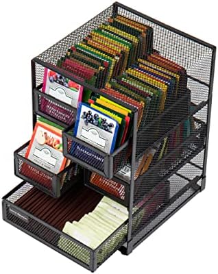 Mind Reader Tea Bag Organizer, Tea Station Organizer, Countertop Storage, Kitchen, Metal Mesh, 7"L x 6.75"W x 10"H, Black - Image 4