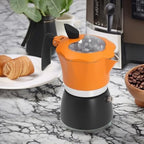 CHICIRIS Coffee Pot, 1 Cup 150ml/5 Ounce, Stovetop Espresso Maker, Italian Coffee Maker, Glass Top Pot Coffee Maker, for Italian and Cuban Café Brewing (Orange and Black) - Image 5
