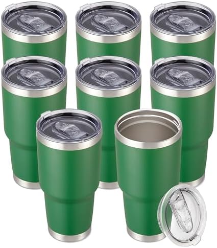 30 oz Tumbler with Lid Stainless Steel Tumblers Bulk, 8 Pack by CoolYoleb