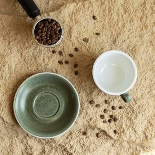 Loveramics Matt Cappuccino Cup, 8 oz Ceramic Latte Art Mug with Saucer, Thick-walled stoneware cup Set, Barista Latte Cup Set for Latte, Cappuccino, Tea - Mineral Colors (Forest, 8OZ) - Image 6