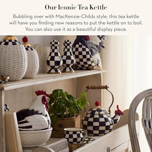 MACKENZIE-CHILDS Whistling Tea Kettle, Black-and-White Courtly Check - Image 2