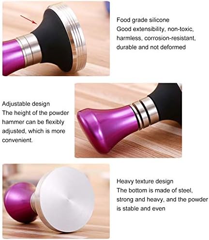 Coffee Tamper 58mm, Espresso Coffee Tamper Hammer Coffee Tamping Tool Calibrated Flat Tamper with Stainless Steel Base(Pink) - Image 3
