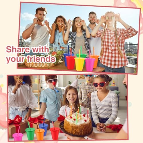 Sieral 30 Pack Reusable Plastic Cups with Lids Straws,Vibrant Colors - Image 6