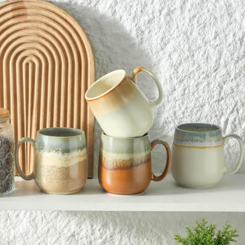 HASENSE Ceramic Coffee Mugs Set of 4, 16 oz Large Reactive Glaze Mugs - Image 5
