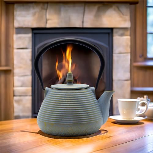 Teapot with Stainless Steel Infuser for Loose Tea, Cast Iron Tea Kettle for Stovetop Safe, Cast Iron Teapot Coated with Enameled Interior(33.8oz/1000ml) - Image 2