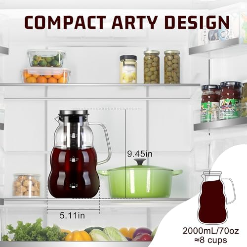 GWNF 2 L/68 oz Cold Brew Coffee Maker with 304 Stainless Steel Filter - Image 2