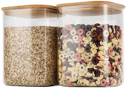 D2scrma 115oz/3.6Qt/3400ml Square Glass Storage Containers with Lids 2-Pack by Delicatedtoservicecustomer
