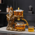 Zurucily Semi Automatic Teapot Set, Glass Teapot Set with Strainer Kungfu Tea Sets (Meditation-brown) by zurucily