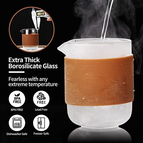 DOPUDO Glass Teacup Infuser Set, Portable Glass Tea Pot with 1 Strainer, 2 Cups, 1 Master Mug, Clear Borosilicate Glass, 5.1 oz Capacity, Brown - Image 3