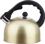 YBM Home Stainless Steel Stovetop Whistling Tea Kettle 3L with Handle, Induction Compatiable - Gold by YBMHome