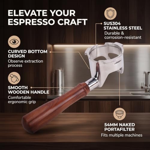 54mm Bottomless Portafilter Stainless Steel Heavy Duty Coffee Tool for - Image 5