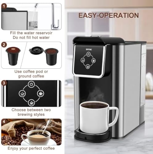 SIFENE 3-in-1 Single Serve Coffee Machine, K-Pod & Tea Brewer, 50 oz, Black - Image 6