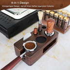 Espresso Tamping Station,Multifunctional Tamping Station,Non-slip Tamper Station,Espresso Station fit for storage 51-58mm Tamper Distributor Portafilter,Walnut Tamper Holder,Coffee Portafilter Holder - Image 2