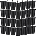Sieral 60 Pack Reusable Plastic Cups with Lids Straws,Black by Sieral