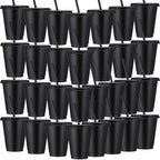 Sieral 60 Pack Reusable Plastic Cups with Lids Straws,Black by Sieral