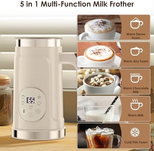 Automatic Warmer Milk Steamer, Electric Hot Milk Frother with 300ml Large Capacity, Digital Touchscreen Control and Adjustable Temperature Setting for Cappuccino, Latte and Hot Chocolate (Black) - Image 6
