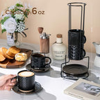GBhome 6 OZ Coffee Mugs with Saucer and Stand, Ceramic Espresso Coffee Cup - Image 3
