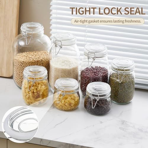 1 Gallon Glass Food Storage Jars with Airtight Lids, Set of 2 – Clear Preserving Seal Wire Clip Fastening Canisters for Kitchen Canning, Flour, Cereal, Pasta, Sugar, Beans, Pickling Jars (1gallon*2) - Image 4