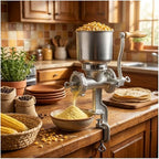 Manual Grain Mill Grinder, Hand Crank Corn Grinder with Large Hopper & Table Clamp, Heavy Duty Aluminum Wheat Grinder, Ergonomic Wooden Handle Mill for Corn, Wheat, Oats, Coffee Beans and Nuts - Image 2