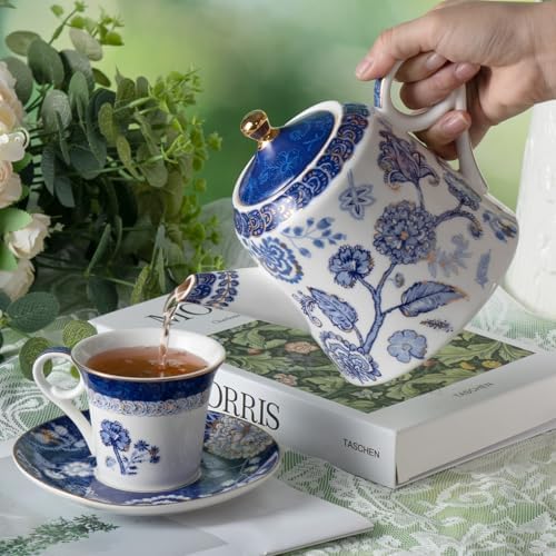 KAMMAK Tea Set for Adults, Tea Pot and Cup Set, Royal Blue - Image 7