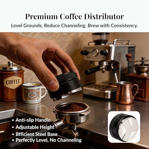 8 PCS Espresso Accessories Kit, 53.3mm Espresso Tamper 54mm Portafilter Compatible, Espresso Tamping Station, WDT Tool Needle Distributor, Magnetic Dosing Funnel, Puck Screen, Coffee Bar Tool Set - Image 5