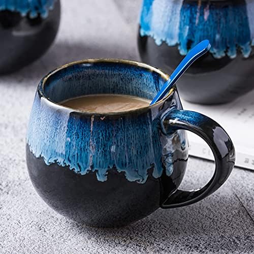 UNICASA Coffee Mugs Set, 18oz Ceramic Jumbo Mugs Set of 4, Porcelain Cereal, Soup Cups with Handles for Coffee, Tea, Milk, Latte and Cocoa, Microwave Safe - Reactive Blue - Image 7