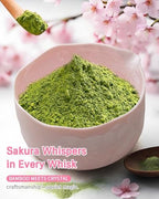 Natural Crystal Flower Matcha Set - 4 Pcs Food Grade Matcha Kit with Spouted Bowl, Matcha Whisk, Scoop and Chasen Holder - Matcha Tea Ceremony Gift for Matcha Lovers (Sakura Whisper) - Image 4
