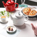 Sweejar 35 oz Porcelain Tea Pot, Teapot with Removable 18/8 Stainless Steel Infuser, Microwave & Dishwasher Safe Tea Maker, Tea Infuser Pots for Blooming loose Leaf Tea,Chrismas Women Gift(White) - Image 3