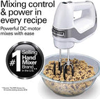 Hamilton Beach Professional 7-Speed Digital Electric Hand Mixer with High-Performance DC Motor, Slow Start, Snap-On Storage Case, SoftScrape Beaters, Whisk, Dough Hooks, White (62656) - Image 2
