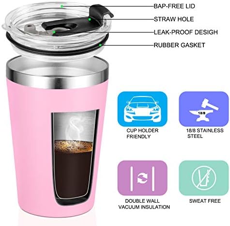 VEGOND 12oz Tumbler Stainless Steel Tumbler bulk Vacuum Insulated Double Wall Travel Tumbler with Lid and Straw Reusable Tumbler, Pink 6 Pack - Image 2