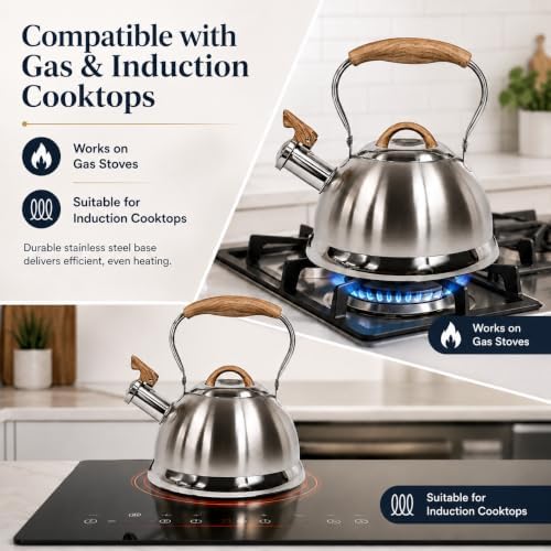QNA Whistling Tea Kettle, 2.8L Stainless Steel Stovetop Wate Kettle - Image 3