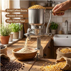 Manual Grain Mill Grinder, Hand Crank Corn Grinder with Large Hopper & Table Clamp, Heavy Duty Aluminum Wheat Grinder, Ergonomic Wooden Handle Mill for Corn, Wheat, Oats, Coffee Beans and Nuts - Image 4