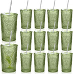Wiwiqing 12 Set 16oz Vintage Tumbler with Lid and Straw Bulk, Green by Wiwiqing