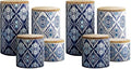 American Atelier Pirouette 4 Piece Canister Set,17 x 4.25 x 8 inches, Blue/White (Pack of 2) by American+Atelier
