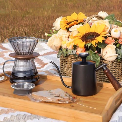 Pour Over Coffee Set, 3-in-1 Kit with 24oz Gooseneck Kettle with Thermometer, Glass Coffee Dripper, and Filters – Perfect for Home Office Camping, Gift Ready in Hand Bag – Beginner Friendly - Image 7