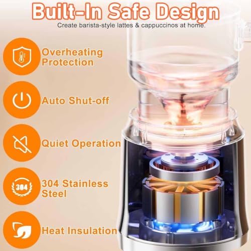 Electric Milk Frother, 1.2l Hot and Cold Milk Frother with Detachable Jug & Touch Screen, Stainless Steel, Variable Temp and Froth Thickness, Automatic Power-Off, for Lattes, Macchiato - Image 6