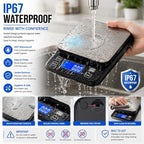 Waterproof Digital Kitchen Scale 0.001oz/0.1g Precision, Stainless Steel Electronic Scale with 3 Power Options (Rechargeable/AAA/Built-in), 10 Units Conversion, Smart Standby, 22lb/10kg Capacity - Image 2