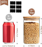 ComSaf Airtight Glass Storage Canister with Bamboo Lid (37oz/71oz) Set of 7, Clear Food Storage Container Kitchen Pantry Storage Jar for Flour Cereal Sugar Tea Coffee Beans Snacks - Image 5