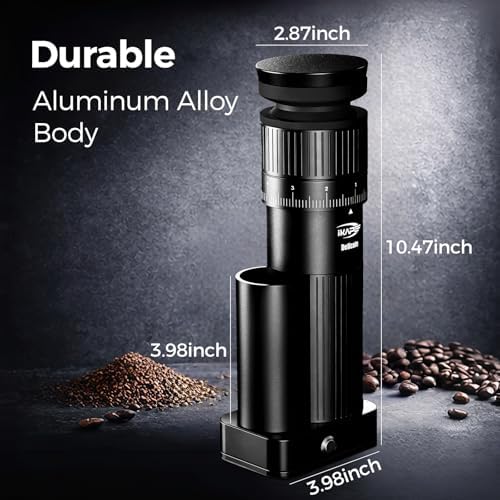 IKAPE Electric Coffee Grinder – 98 Grind Settings, 6-Star Conical Burr, Detachable & Easy to Clean, Durable Aluminum Alloy Body - Image 4